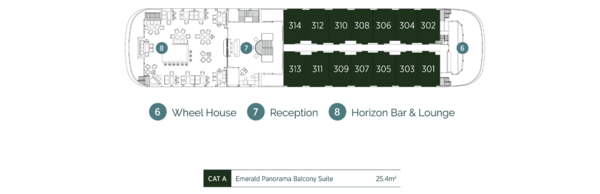 Emerald Cruises Emerald Harmony Horizon Deck plan and key.png